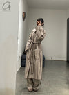 Mutedance 24 Autumn and Winter Lapel Flower Dye Belt Coat MD-MD24FW38-GRAY
